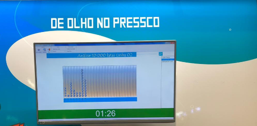 TV on the shop floor showing the line tracking panel